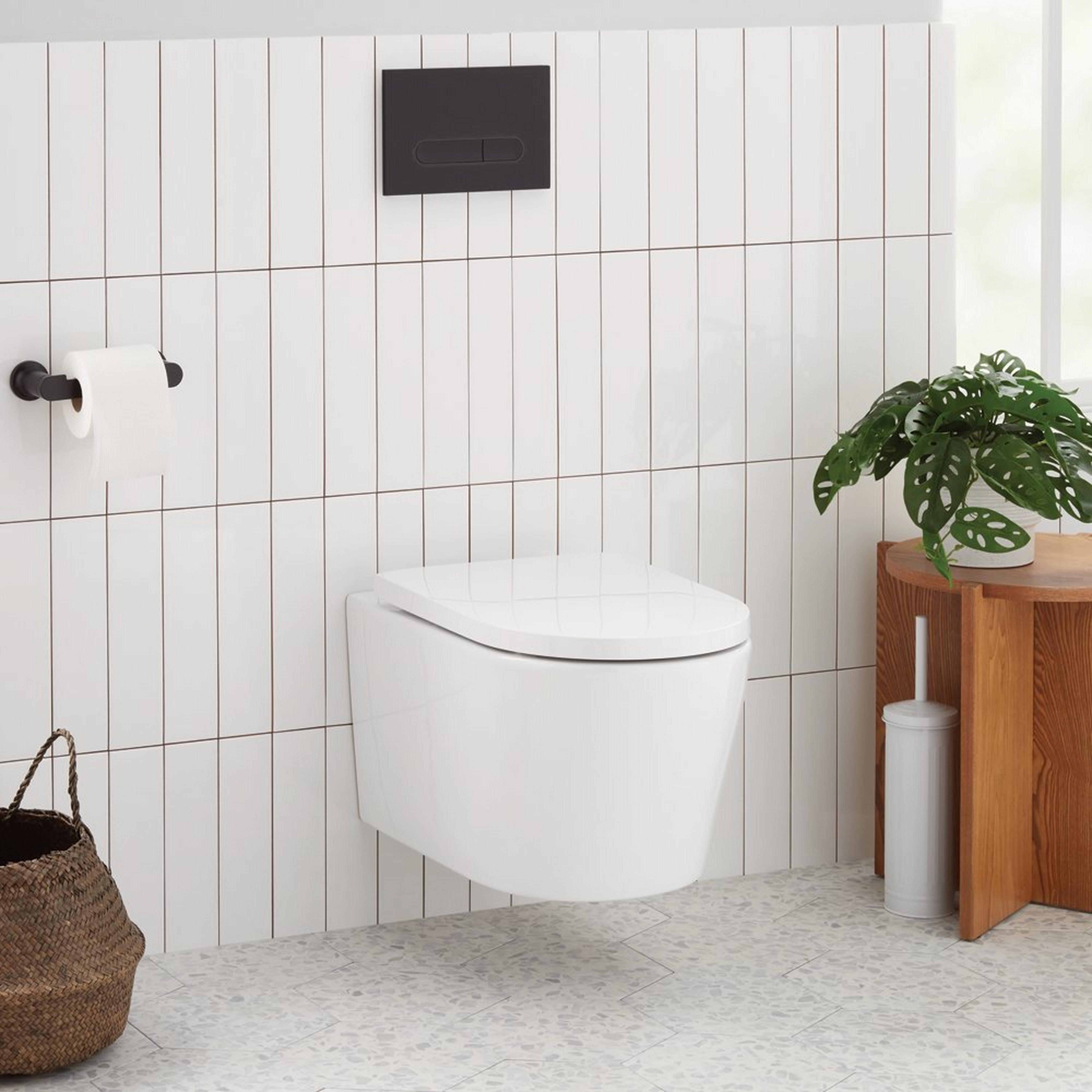 wall-mount dual flush elongated toilet